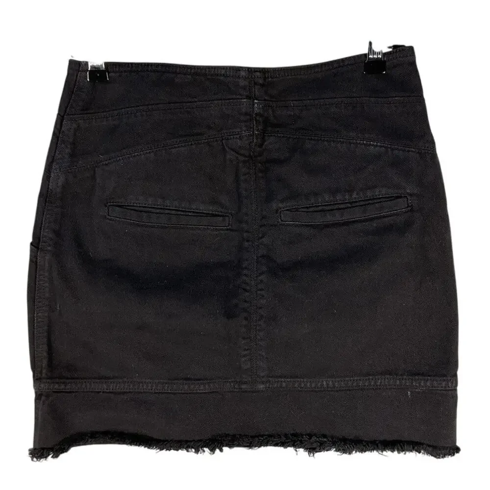 Iro Frayed Denim Black Binda Mini Skirt Size FR 36 / US 4